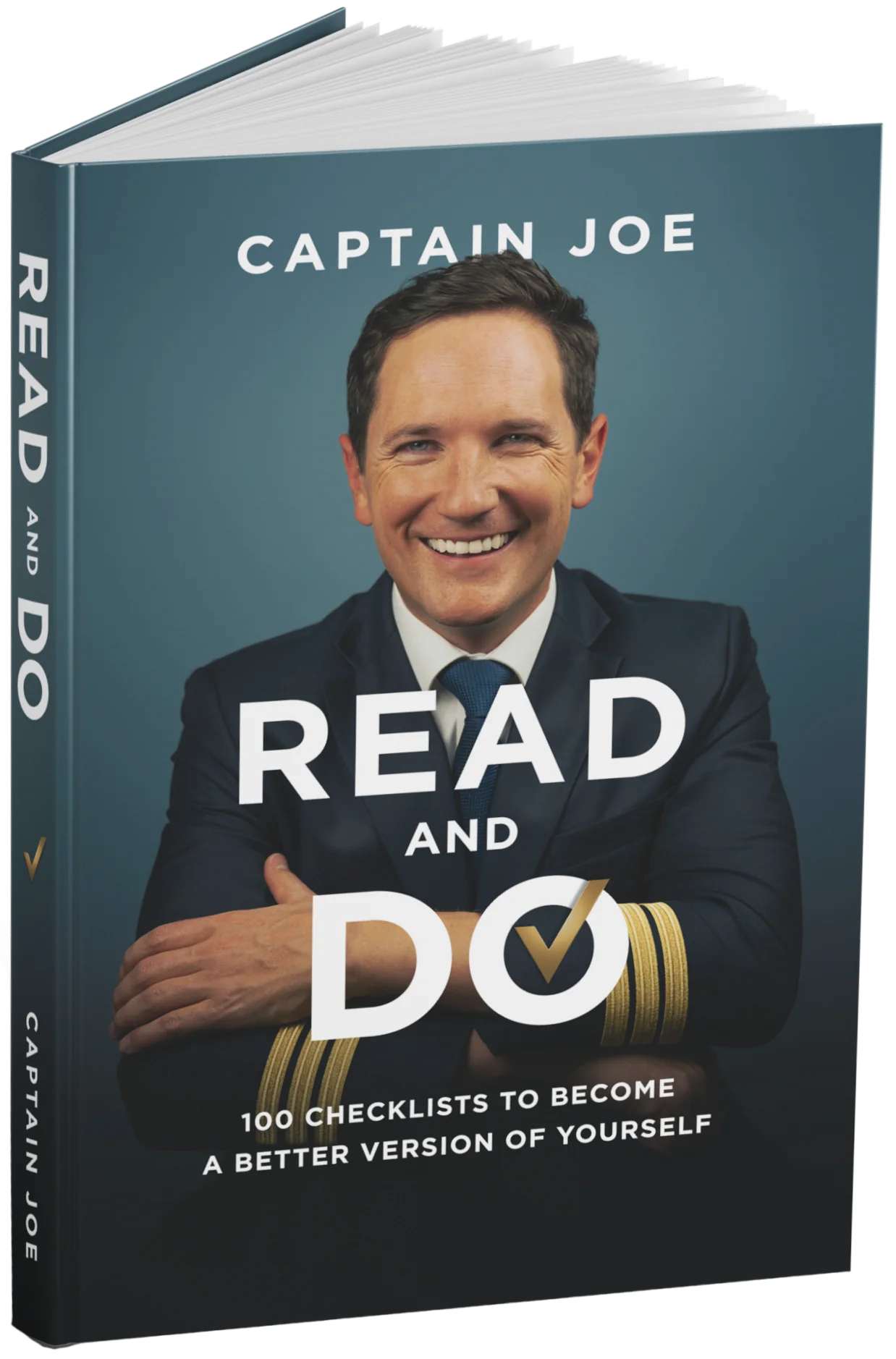 READ and DO - 100 Checklists to become a better version of yourself by Captain Joe - 3D book rendering